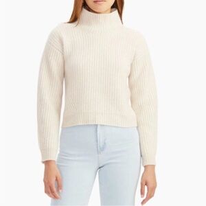 Naadam chunky ribbed knit moc neck sweater M